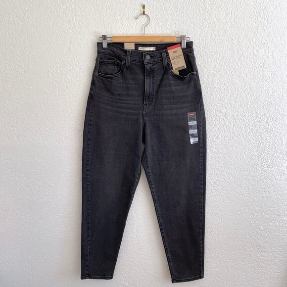 NWT Levi's High-Waisted Mom Jeans Washed Black Tapered Leg Vintage Fit W29 L27 - Picture 4 of 12